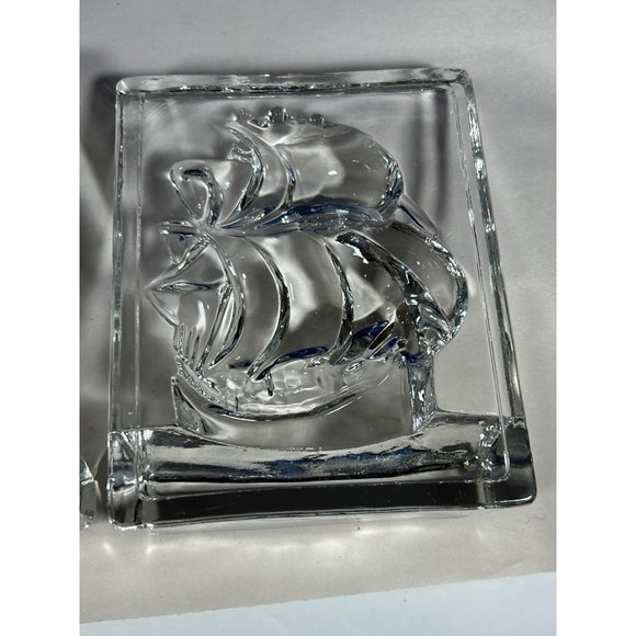 VTG Crystal Clipper Sailing Ship Schooner Bookends New Martinsville 3D Maritime - Picture 11 of 14
